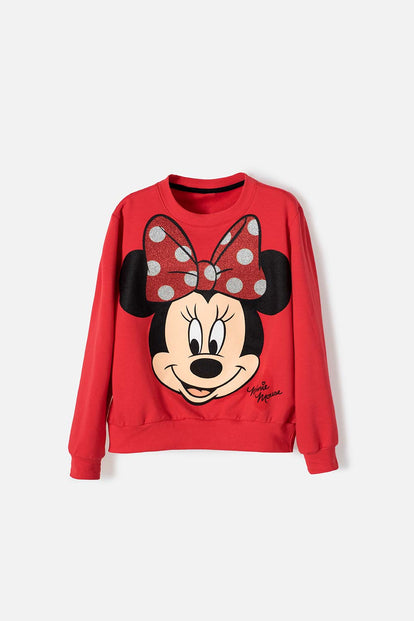 POLERON DE MINNIE MOUSE ESTAMPADO ROJO PARA NIÑA