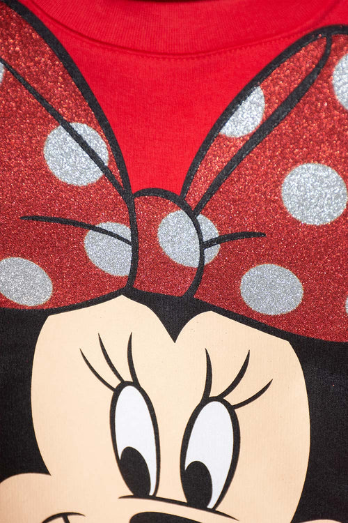 POLERON DE MINNIE MOUSE ESTAMPADO ROJO PARA NIÑA