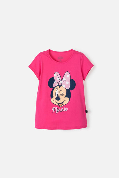 POLERA DE MINNIE MOUSE FUCSIA CON DETALLES BRILLANTES PARA NIÑA