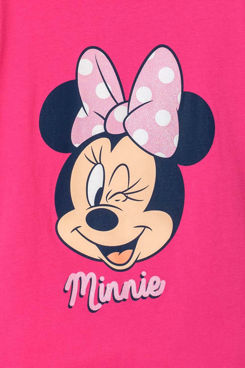 POLERA DE MINNIE MOUSE FUCSIA CON DETALLES BRILLANTES PARA NIÑA