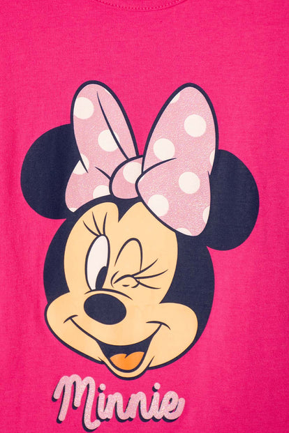 POLERA DE MINNIE MOUSE FUCSIA CON DETALLES BRILLANTES PARA NIÑA