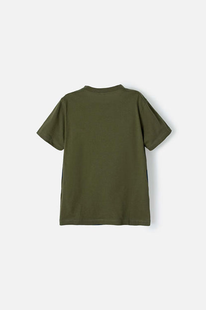 POLERA DE NARUTO CUELLO REDONDO VERDE MILITAR PARA TEEN NIÑO