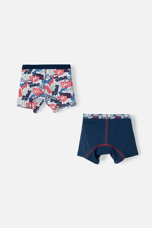PACK X2 BOXER DE SPIDER-MAN AZUL Y BLANCO PARA NIÑO