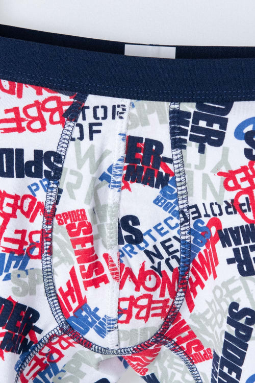 PACK X2 BOXER DE SPIDER-MAN AZUL Y BLANCO PARA NIÑO