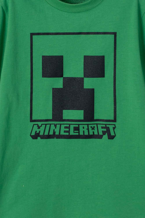 POLERA DE MINECRAFT VERDE MANGA CORTA PARA NIÑO