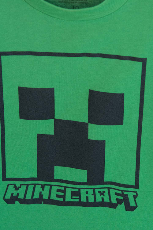POLERA DE MINECRAFT VERDE MANGA CORTA PARA NIÑO