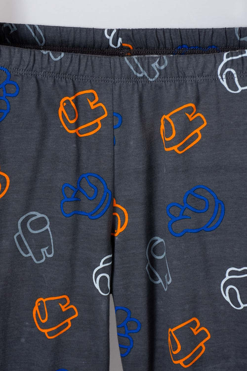 PIJAMA DE AMONG US MANGA CORTA PANTALÓN LARGO GRIS PARA NIÑO