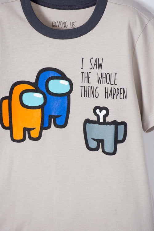 PIJAMA DE AMONG US MANGA CORTA PANTALÓN LARGO GRIS PARA NIÑO