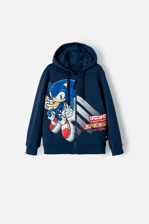 BUZO DE SONIC CON CIERRE AZUL PARA NIÑO