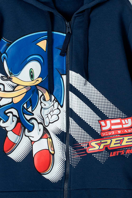 BUZO DE SONIC CON CIERRE AZUL PARA NIÑO