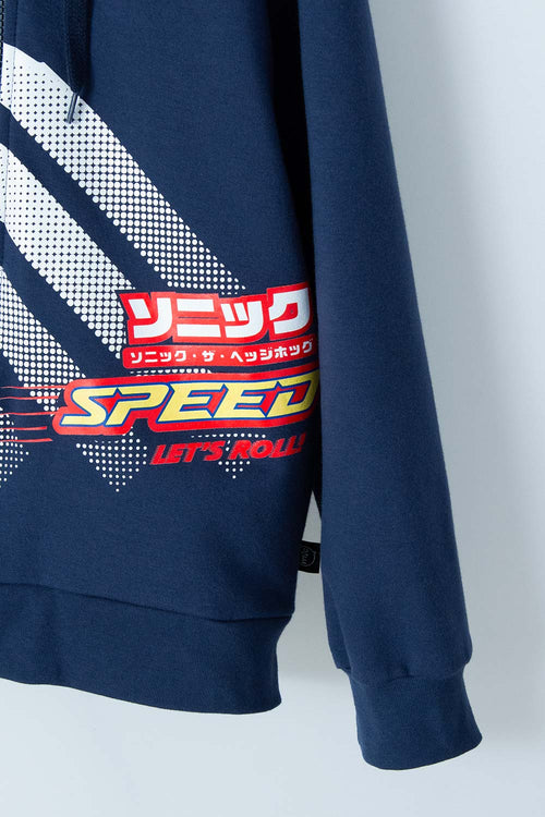 BUZO DE SONIC CON CIERRE AZUL PARA NIÑO