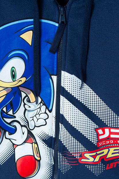 BUZO DE SONIC CON CIERRE AZUL PARA NIÑO