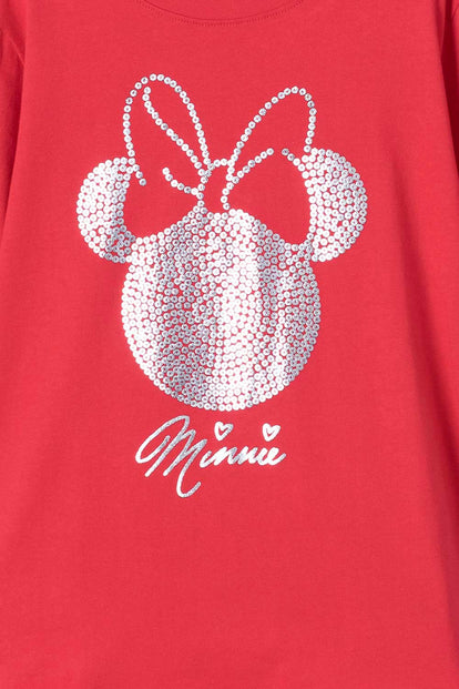 POLERA DE MINNIE MOUSE MANGA CORTA ROJA PARA NIÑA