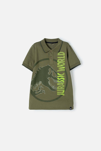 POLERA TIPO POLO JURASSIC WORLD VERDE PARA NIÑO