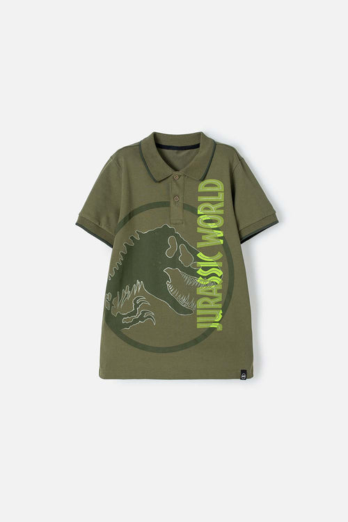 POLERA TIPO POLO JURASSIC WORLD VERDE PARA NIÑO