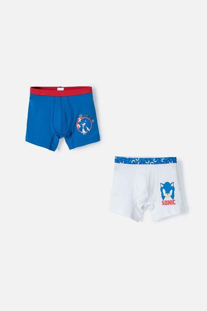 PACK X2 BOXER SONIC AZUL Y BLANCO PARA NIÑO