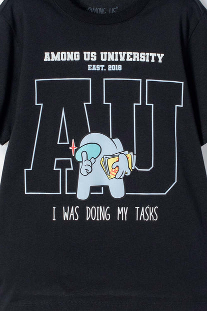 POLERA DE AMONG US NEGRO PARA TEENS NIÑO