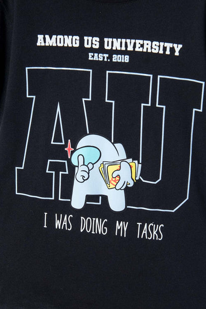 POLERA DE AMONG US NEGRO PARA TEENS NIÑO