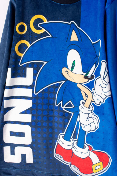 PIJAMA DE SONIC CON PANTALÓN LARGO AZUL PARA NIÑA