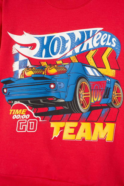 POLERON DE HOT WHEELS CERRADO ROJO PARA NIÑO