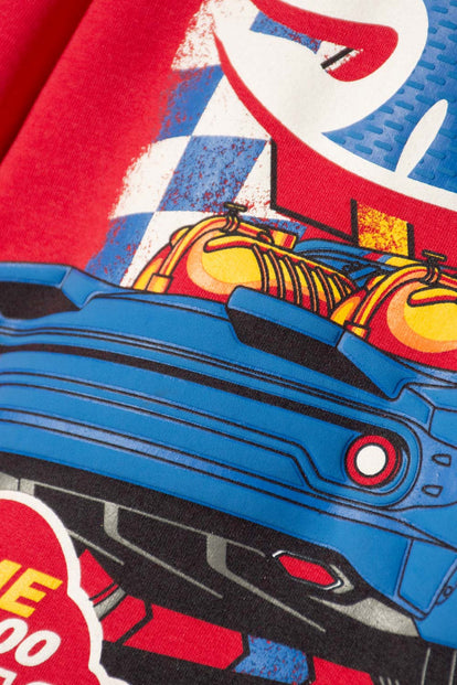 POLERON DE HOT WHEELS CERRADO ROJO PARA NIÑO