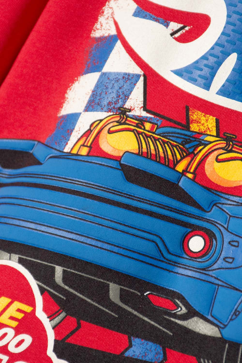 POLERON DE HOT WHEELS CERRADO ROJO PARA NIÑO