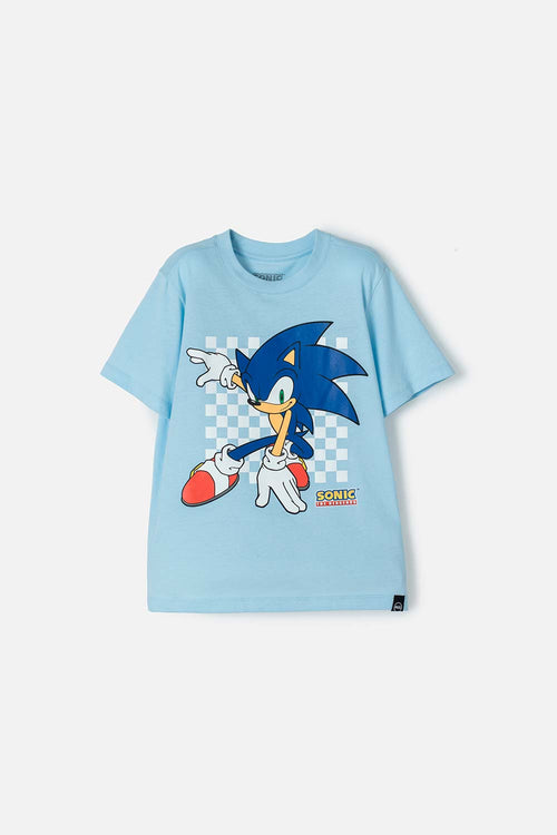 POLERA DE SONIC DE MANGA CORTA AZUL PARA NIÑO