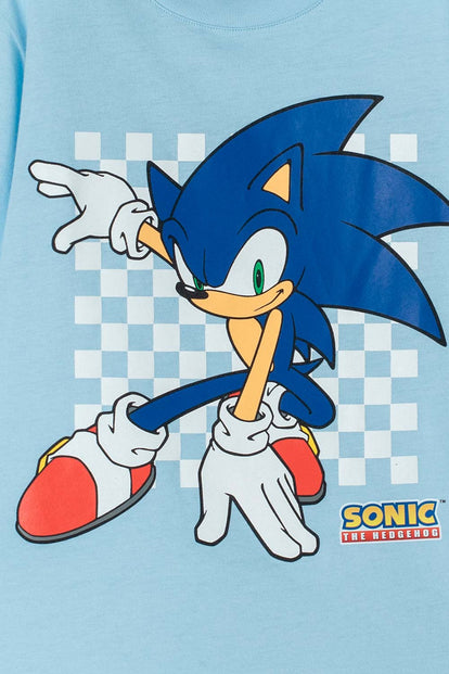 POLERA DE SONIC DE MANGA CORTA AZUL PARA NIÑO