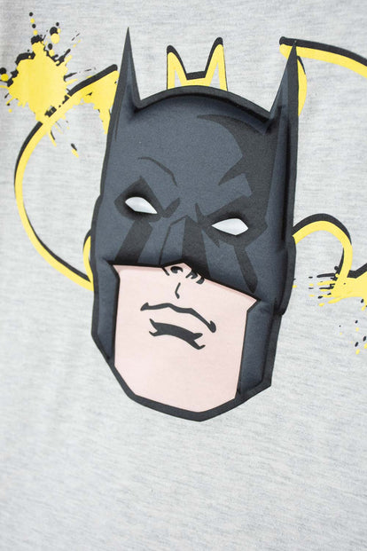 POLERA DE BATMAN MANGA CORTA GRIS JASPE PARA NIÑO