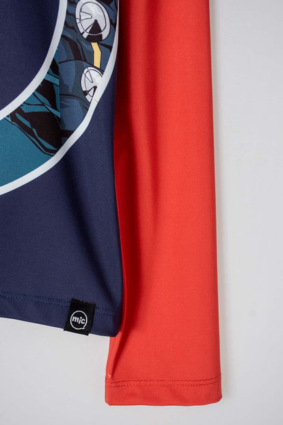 CAMISETA DE BAÑO MARVEL MANGA LARGA ROJO Y AZUL PARA NIÑO