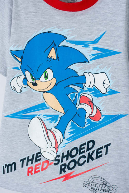 PIJAMA DE SONIC GRIS, AZUL Y ROJA DE PANTALÓN LARGO PARA NIÑO