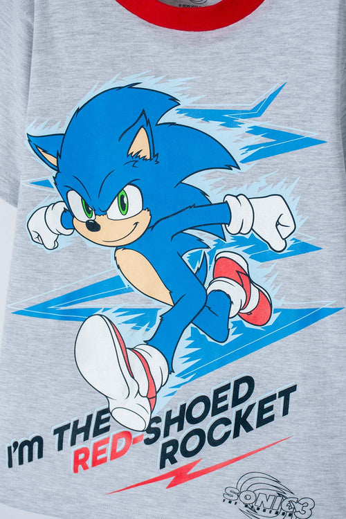 PIJAMA DE SONIC GRIS, AZUL Y ROJA DE PANTALÓN LARGO PARA NIÑO