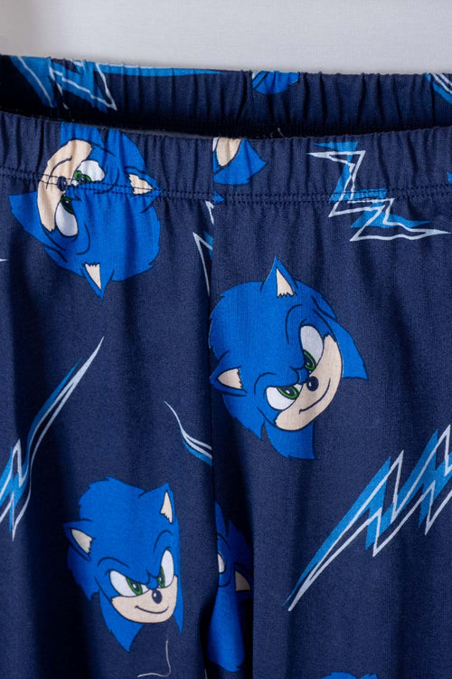 PIJAMA DE SONIC GRIS, AZUL Y ROJA DE PANTALÓN LARGO PARA NIÑO