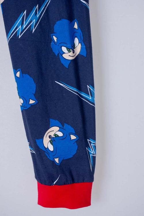 PIJAMA DE SONIC GRIS, AZUL Y ROJA DE PANTALÓN LARGO PARA NIÑO