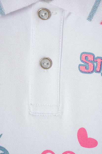POLERA TIPO POLO DE STITCH BLANCO PARA NIÑA