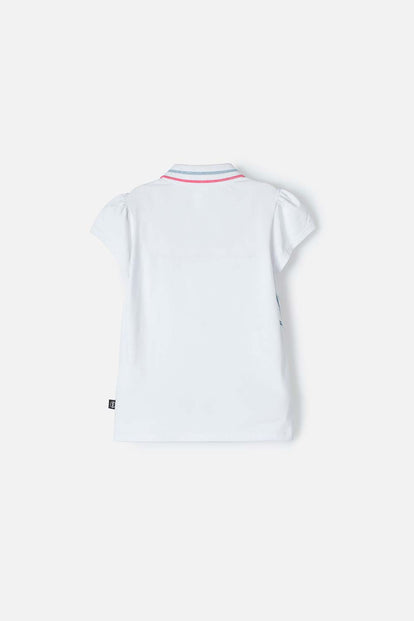 POLERA TIPO POLO DE STITCH BLANCO PARA NIÑA