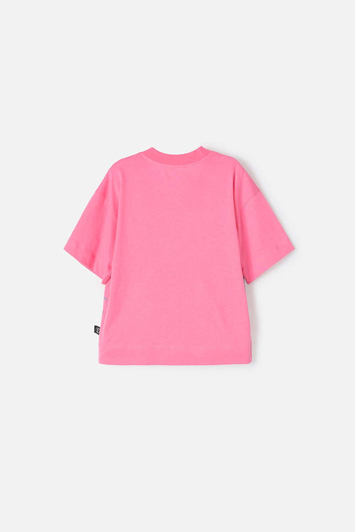 POLERA DE STITCH MANGA CORTA ROSADO PARA NIÑA