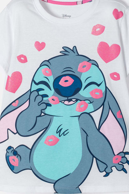 PIJAMA DE STITCH BLANCA DE PANTALÓN LARGO PARA NIÑA