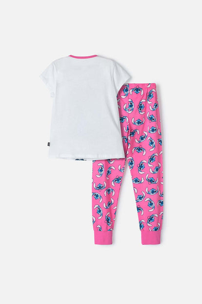 PIJAMA DE STITCH BLANCA DE PANTALÓN LARGO PARA NIÑA