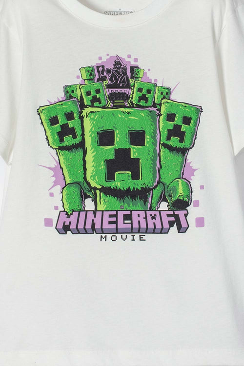 POLERA DE MINECRAFT MANGA CORTA MARFIL PARA NIÑO