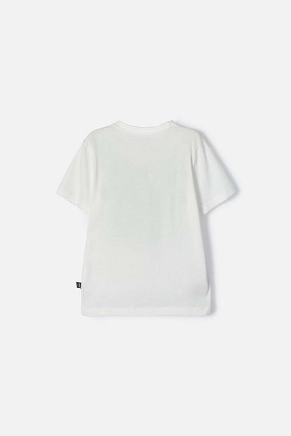 POLERA DE MINECRAFT MANGA CORTA MARFIL PARA NIÑO