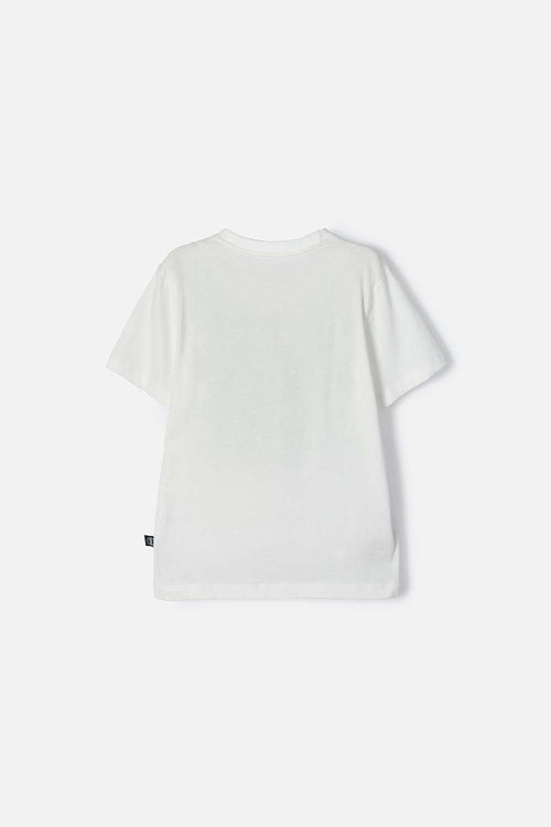 POLERA DE MINECRAFT MANGA CORTA MARFIL PARA NIÑO