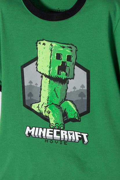 POLERA DE MINECRAFT MANGA CORTA VERDE PARA NIÑO