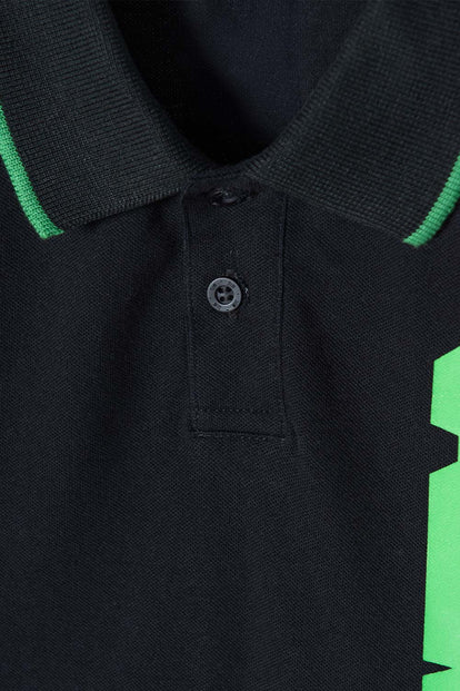 POLERA TIPO POLO MINECRAFT NEGRA PARA NIÑO