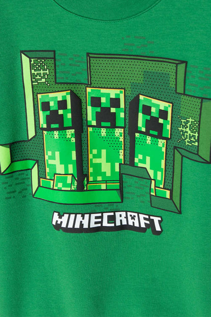 POLERON DE MINECRAFT CERRADO VERDE PARA NIÑO