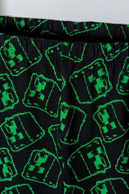 PIJAMA DE MINECRAFT CON PANTALÓN LARGO BLANCO Y NEGRO PARA NIÑO