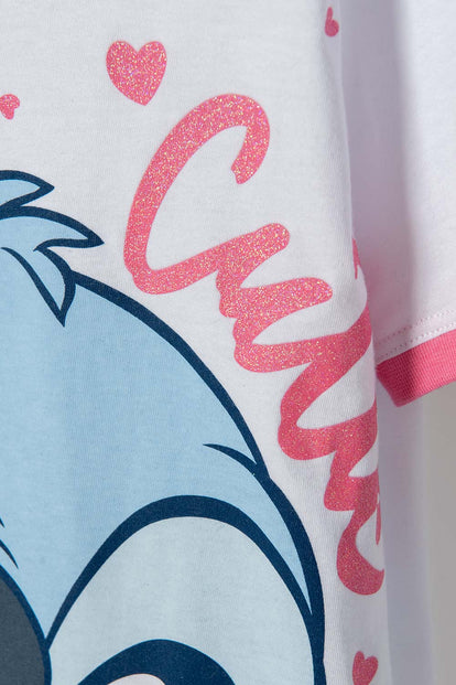 POLERA DE STITCH BLANCA ESTAMPADA EN FRENTE PARA NIÑA