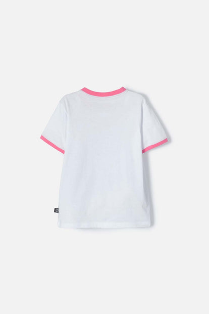 POLERA DE STITCH BLANCA ESTAMPADA EN FRENTE PARA NIÑA