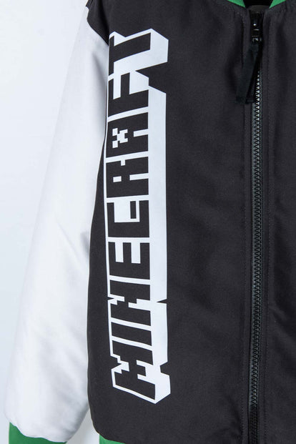 CHAQUETA DE MINECRAFT CON CIERRE MARFIL Y NEGRO PARA NIÑO