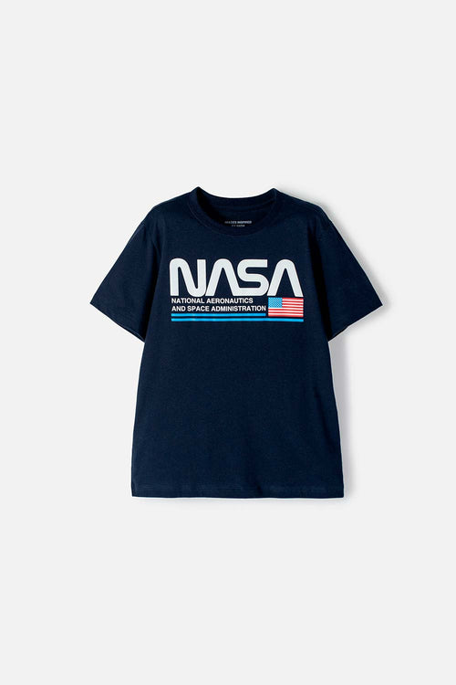 POLERA NASA MANGA CORTA AZUL PARA NIÑO